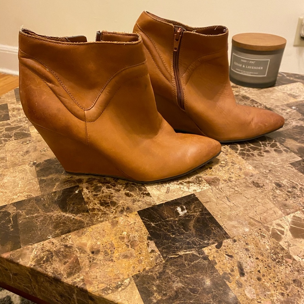Leather camel colored booties